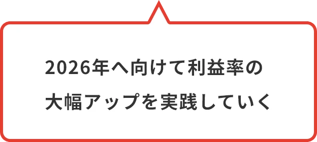 2026年へ向けて利益率の大幅アップを実践していく