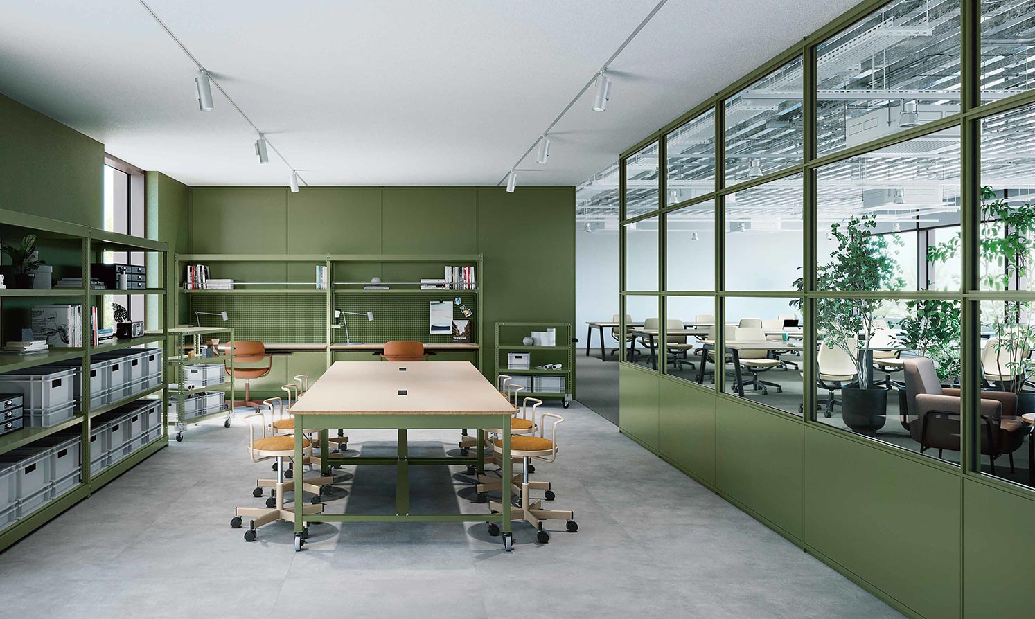 Partitions Green-themed office