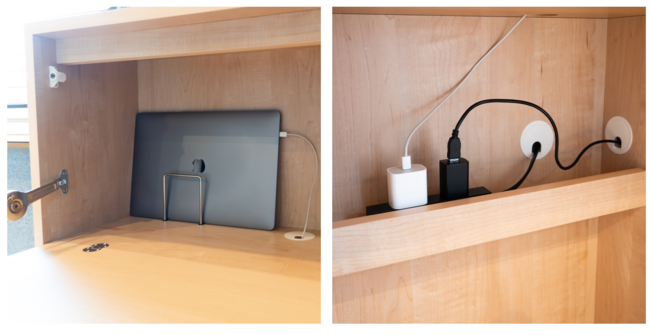 Comes with a PC holder that allows you to store your laptop or tablet upright.