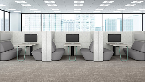 オープンスペースで快適なWeb会議を。ボックス型ソファ「sound sofa 