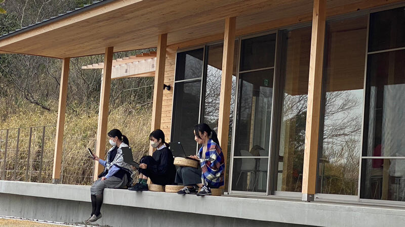 Remote meeting on the porch