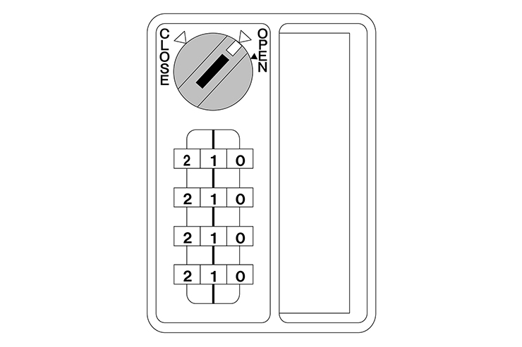 ①ツマミを回す方向に「OPEN」「CLOSE」と表示されているタイプ