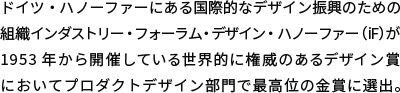 iFデザイン賞2017 金賞受賞